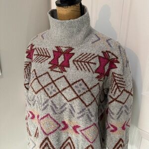 Patterned Turtleneck Sweater